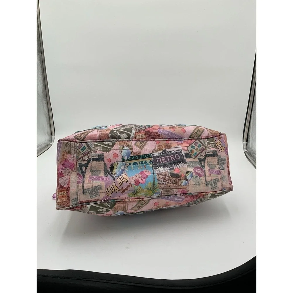 Kathy Van Zeeland Limited Edition Satchel Travel  Print Y2K Bag Pink With Charms
